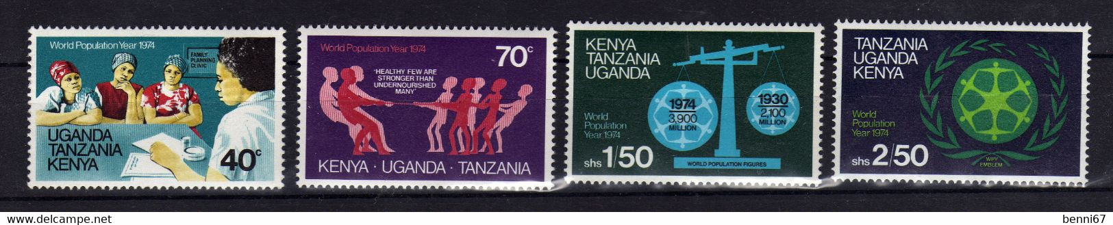 KUT Kenya Uganda Tanzania 1974 World Population Year Yv 281/284 MNH ** - Kenya, Oeganda & Tanzania