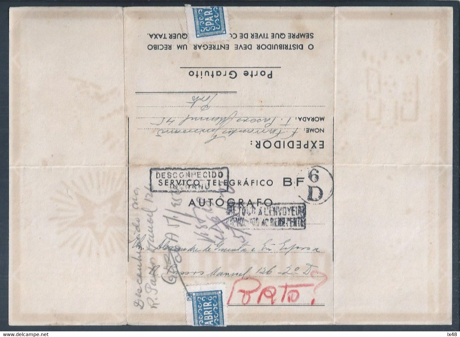 Telegrama BF De Natal. Christmas Stationery Telegram Returned To Sender. Happy Holidays. Magi. Crow. Horses. Camels. - Briefe U. Dokumente