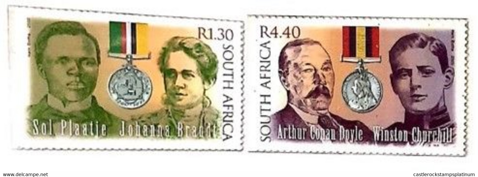 A) 2000, SOUTH AFRICA, CHRONISTS, SERIE, CENTENARY OF THE ANGLO BOER WAR, SOL PLAATJE AND JOHANNA BRANDT, ARTHUR CONAN D - Lettres & Documents