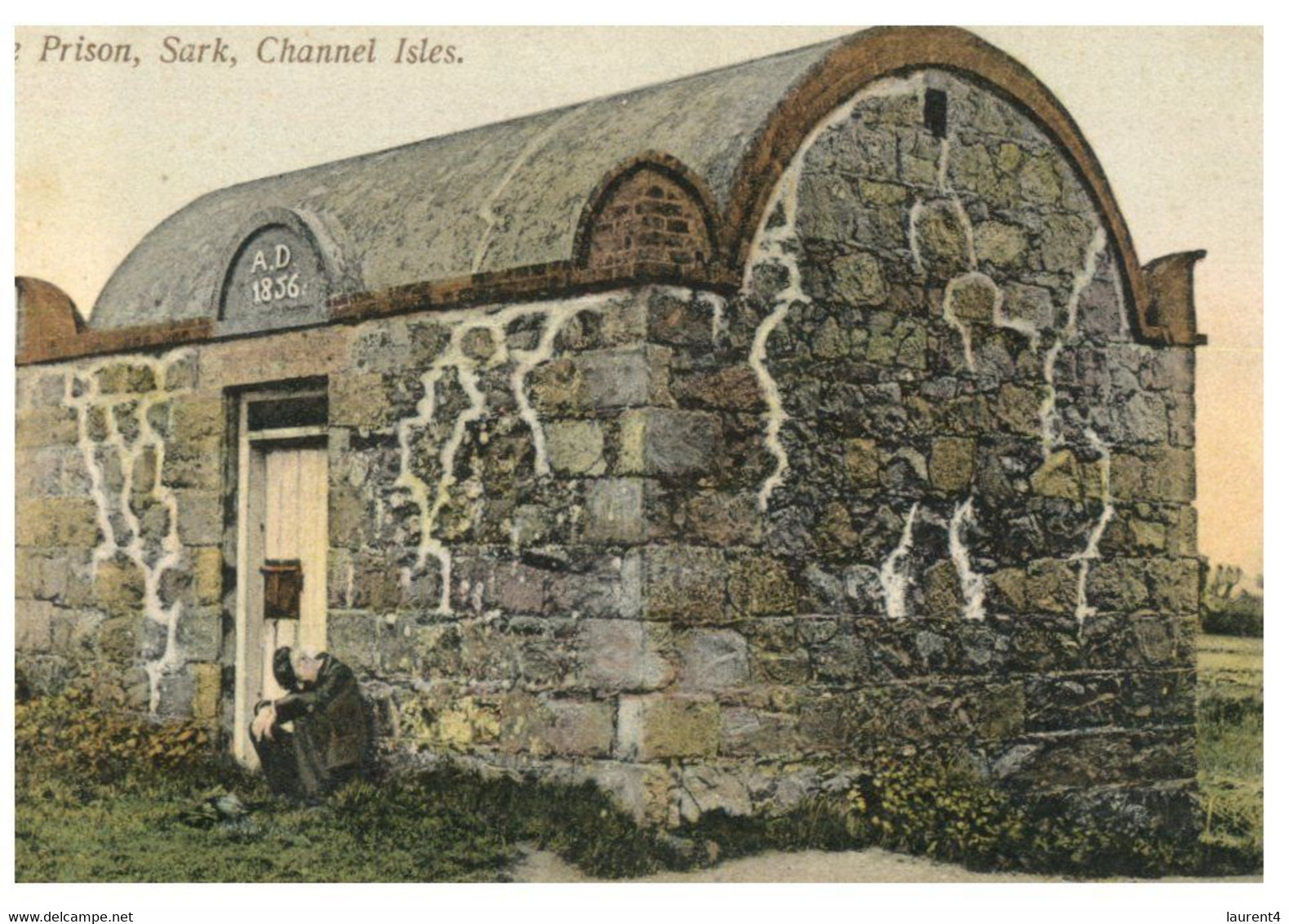 (QQ 21) Channel Island - Sark Island Prison / Jail (very Old Postcard) - Gefängnis & Insassen