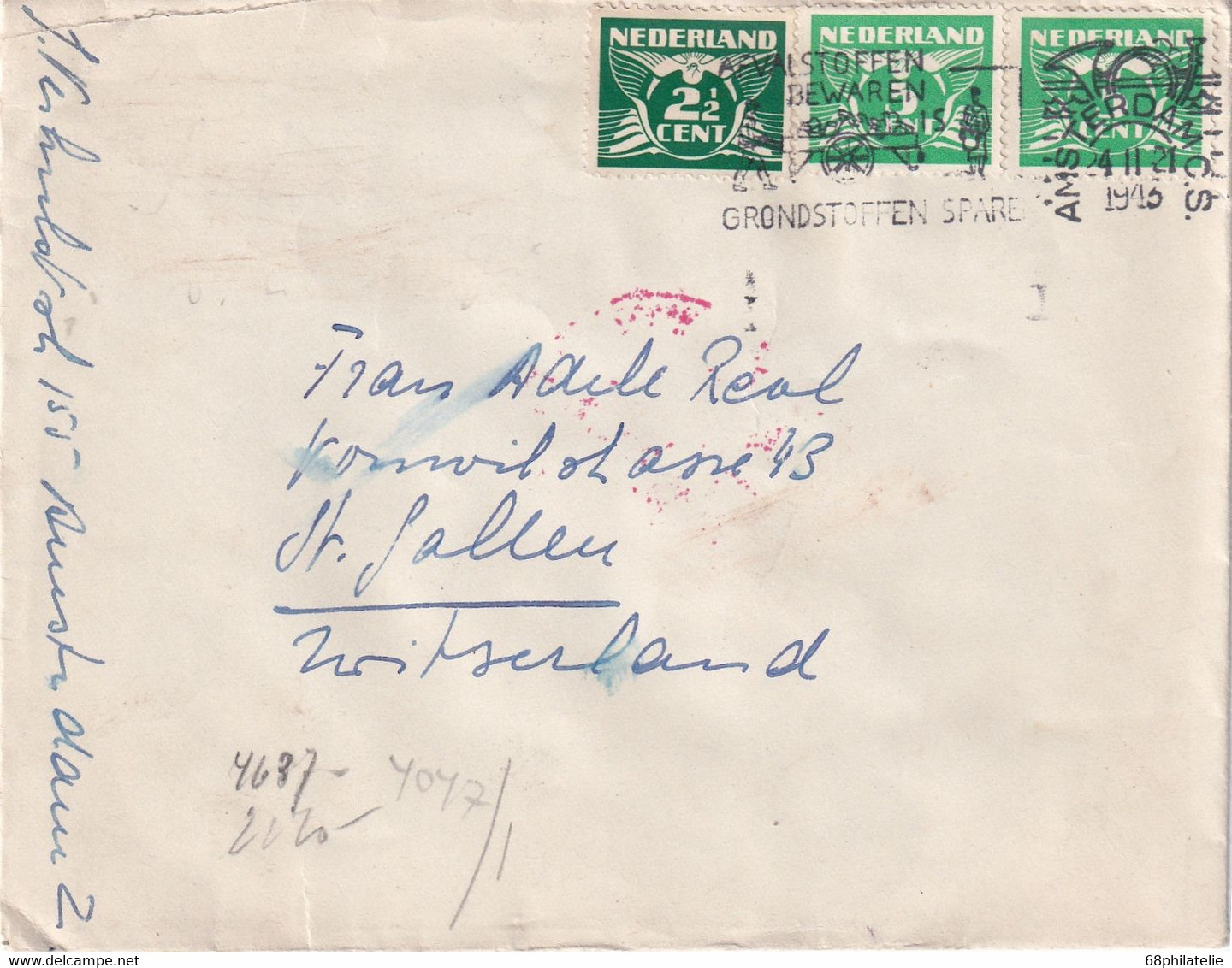 PAYS-BAS 1943 LETTRE CENSUREE DE AMSTERDAM - Andere & Zonder Classificatie