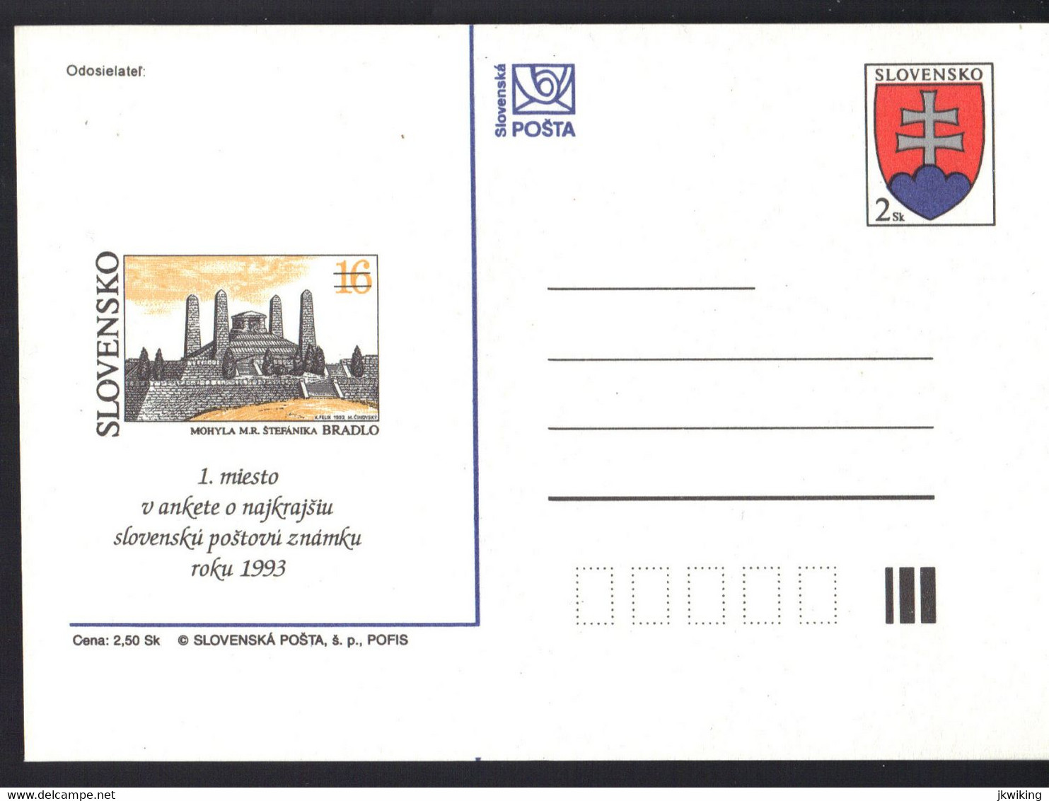 CDV 005 - Postcard - Postkarte - Poll For The Best Stamp Of The Slovak Post 1993 - Brieven En Documenten