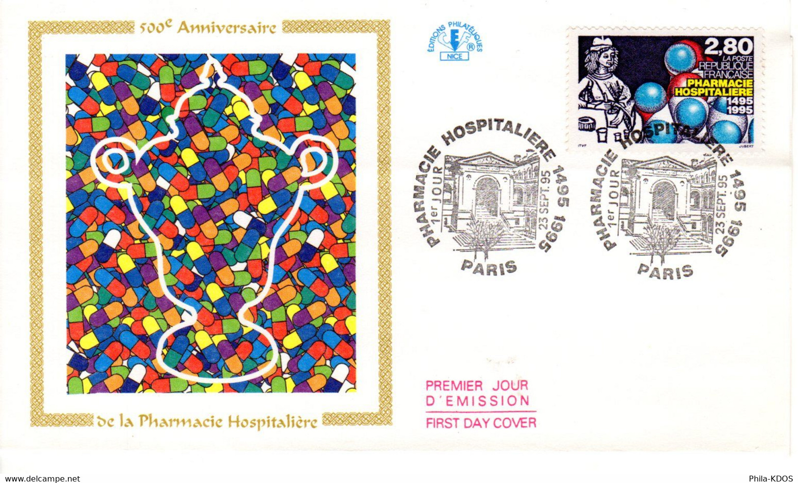 " 500 ANS DE LA PHARMACIE HOSPITALIERE " Sur Enveloppe 1er Jour De 1995. N° YT 2968 . Parfait état FDC - Pharmacy