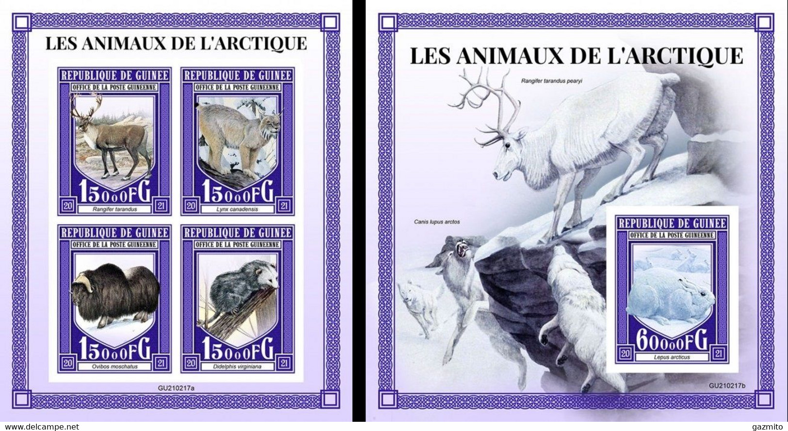 Guinea 2021, Animals, Artic Animals, Reen Deer, 4val In BF +BF IMPERFORATED - Arctic Tierwelt