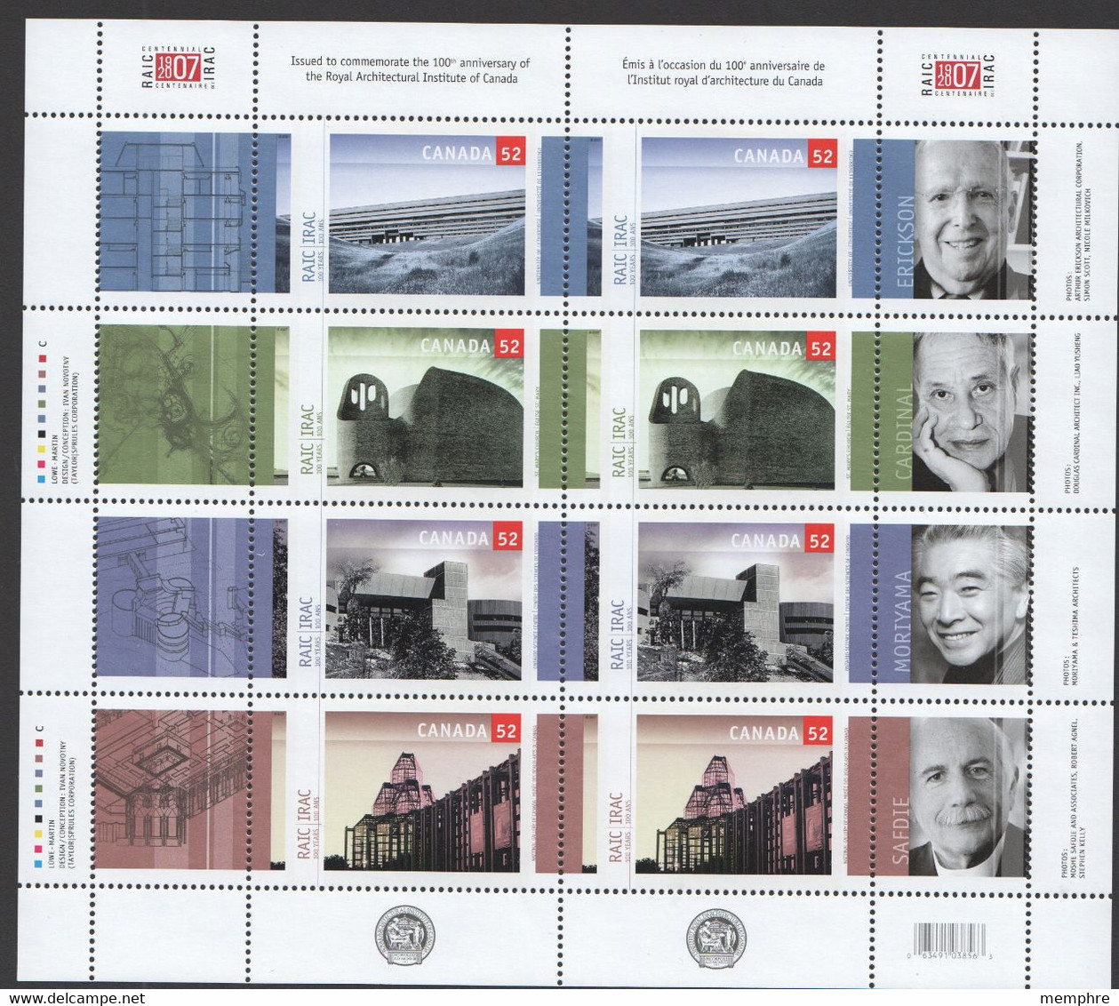 2007   Royal Architectural Institute  Sc 2215-8  Complete Sheet Of 4 Different X2 + 8 Labels  MNH ** - Other & Unclassified