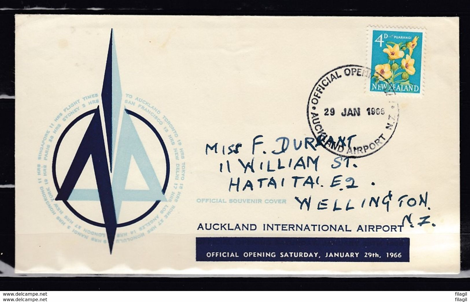 Brief Van Official Opennig Auckland Airport Naar Wellington - Lettres & Documents