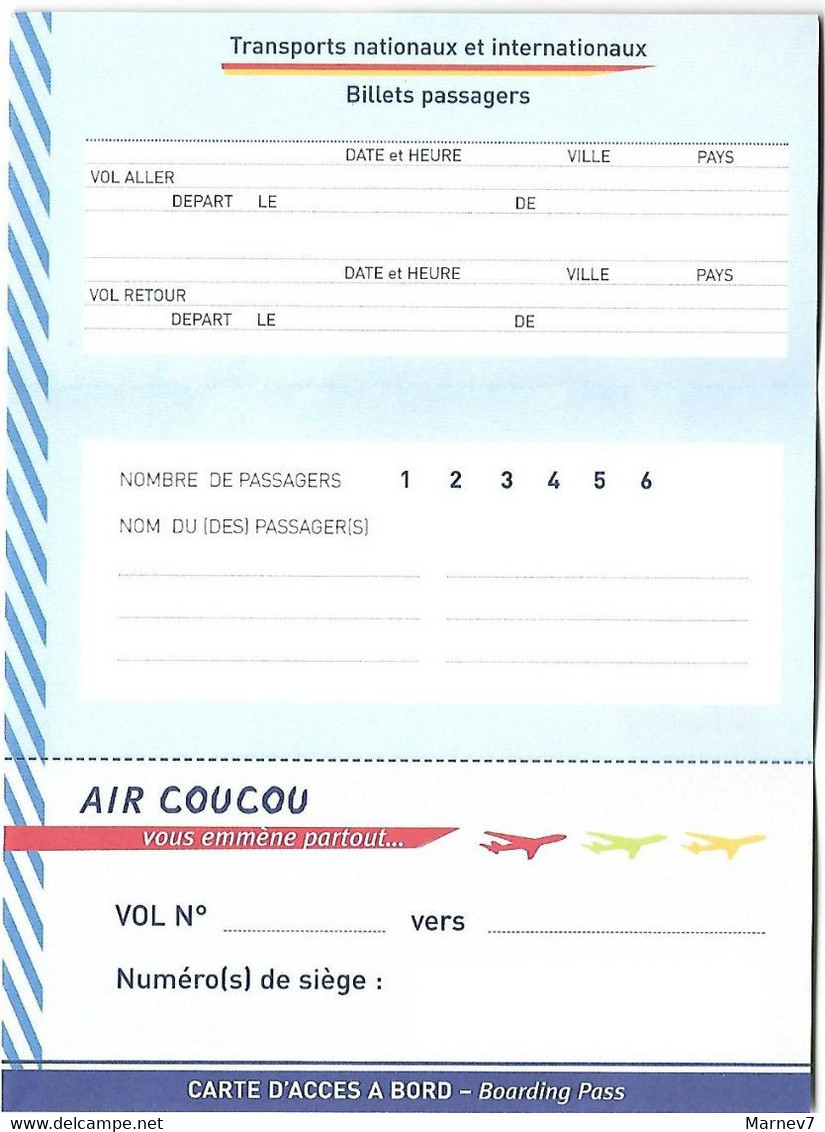 Transport Avion - Billet Passager Passagers - Transports Nationaux Et Internationaux - Carte Accès à Bord - AIR COUCOU - Welt