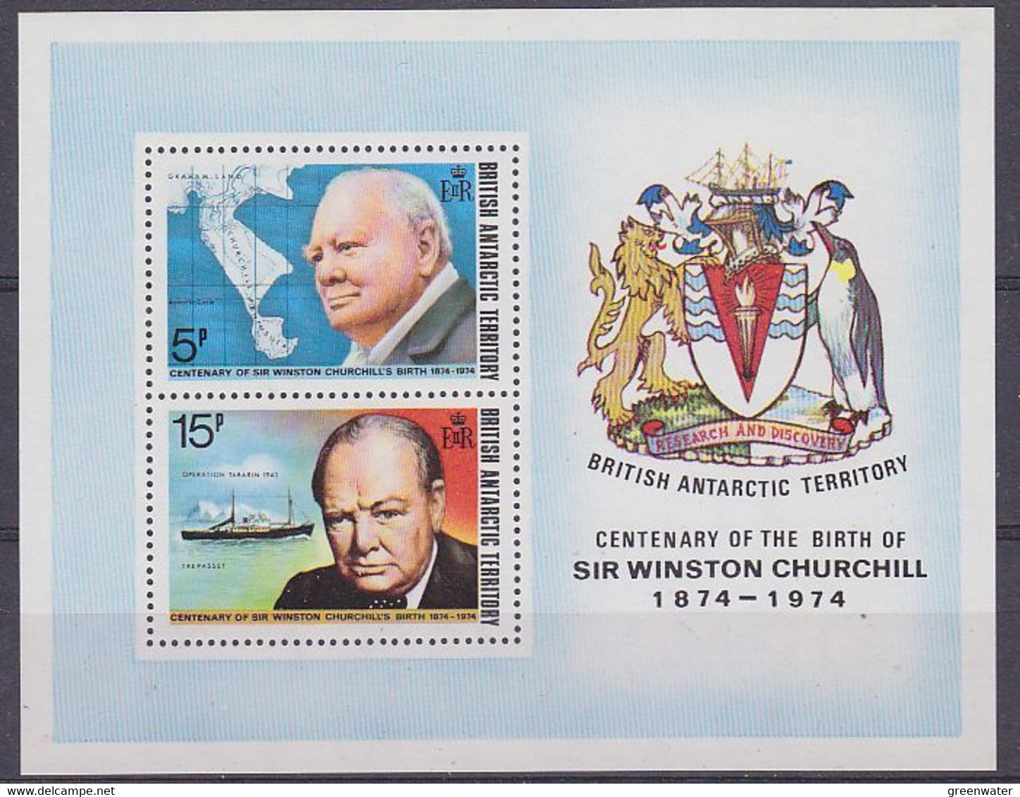 British Antarctic Territory (BAT) 1974 Sir Winston Churchill M/s  ** Mnh (52156) - Unused Stamps