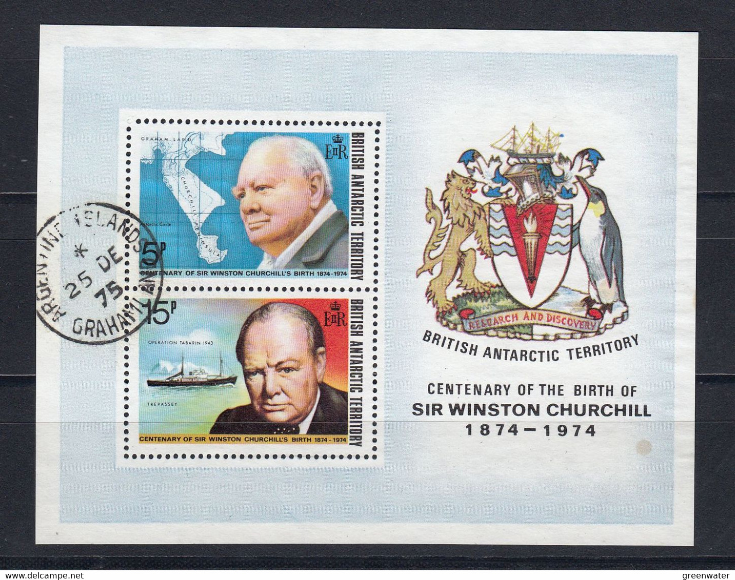 British Antarctic Territory (BAT) 1974 Sir Winston Churchill M/s  Used (52158) - Usati