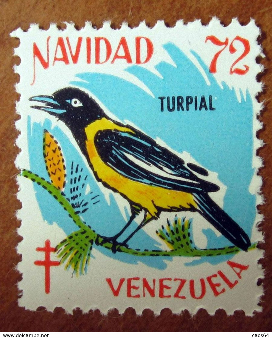 1972 Uccelli Bird Turpial VENEZUELA Navidad  Tubercolosi TBC Cindarella Vignetta Erinnofilo - Nuovo - Passeri