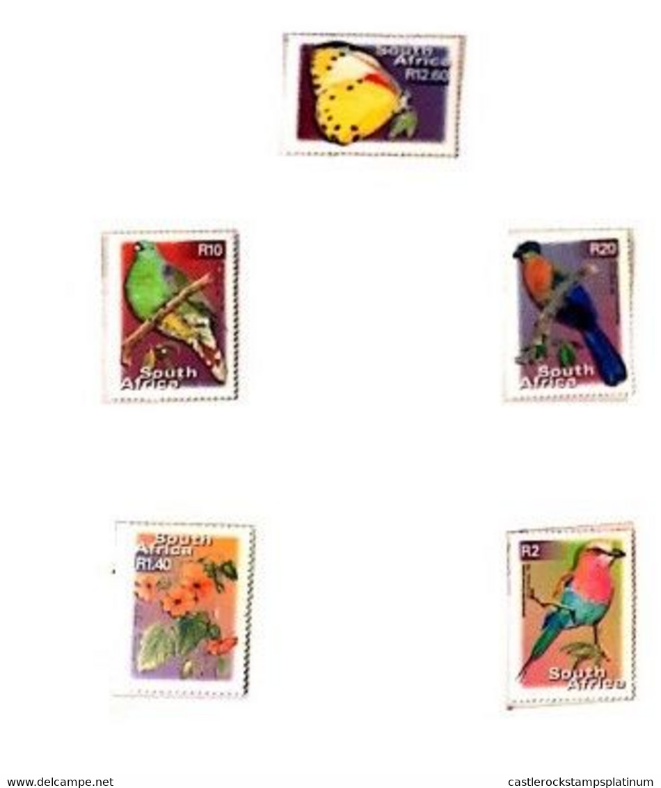 A) 2000, SOUTH AFRICA, BUTTERFLIES, BIRDS AND FLOWERS, FALSE DOTTED EDGE, AFRICAN VINAGO, CRESTIMORADO TURACO, BLACK-EYE - Cartas & Documentos