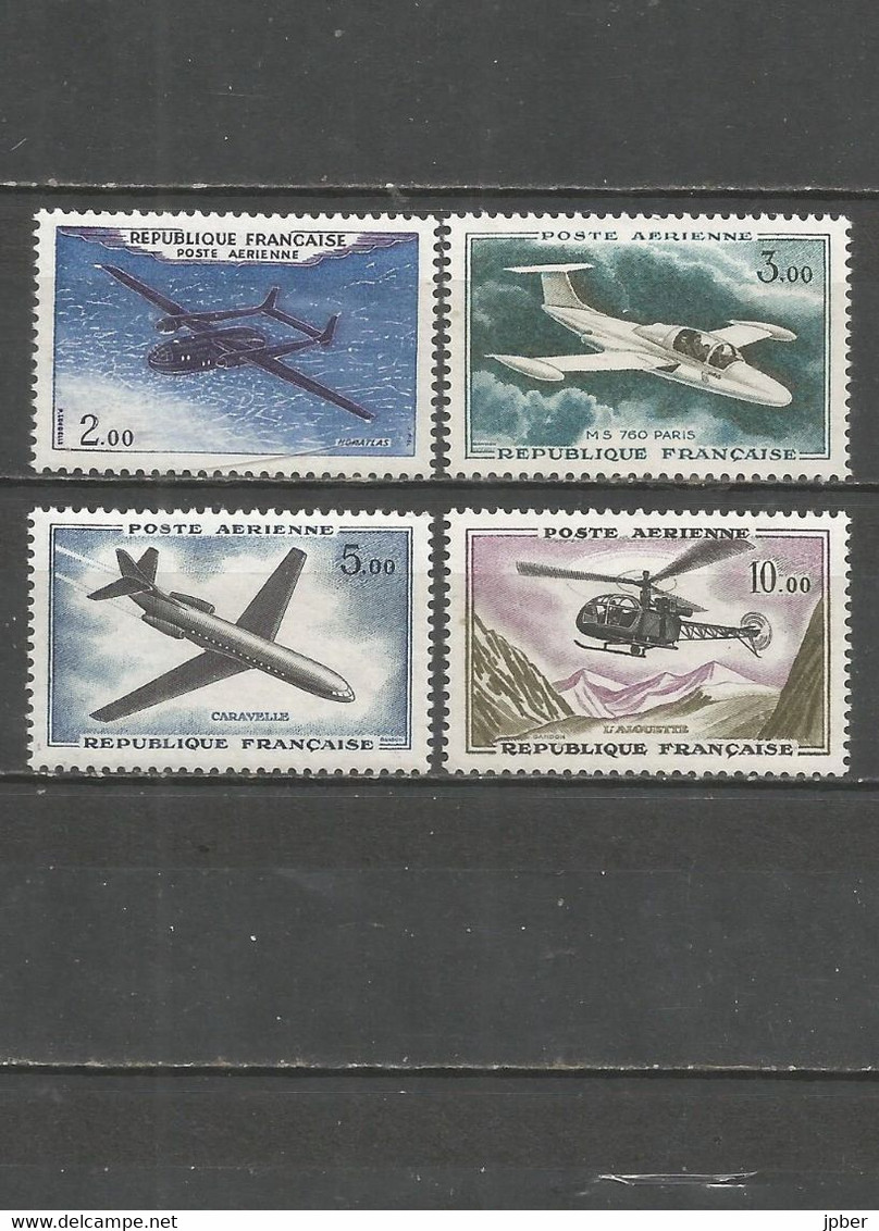France - Poste Aérienne - N°38 à 41 ** - Nord-Aviation "Noratlas", Morane-Saulnier, Caravelle, Hélicoptère "Alouette" - 1927-1959 Mint/hinged