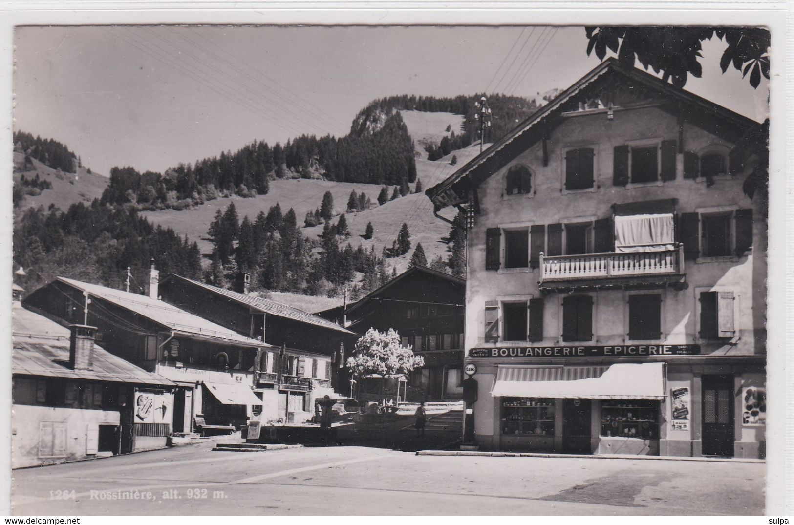 Rossinière. Boulangerie- Epicerie. Réclame MAGGI, LENZBURG, Pompe à Essence ESSO - Rossinière