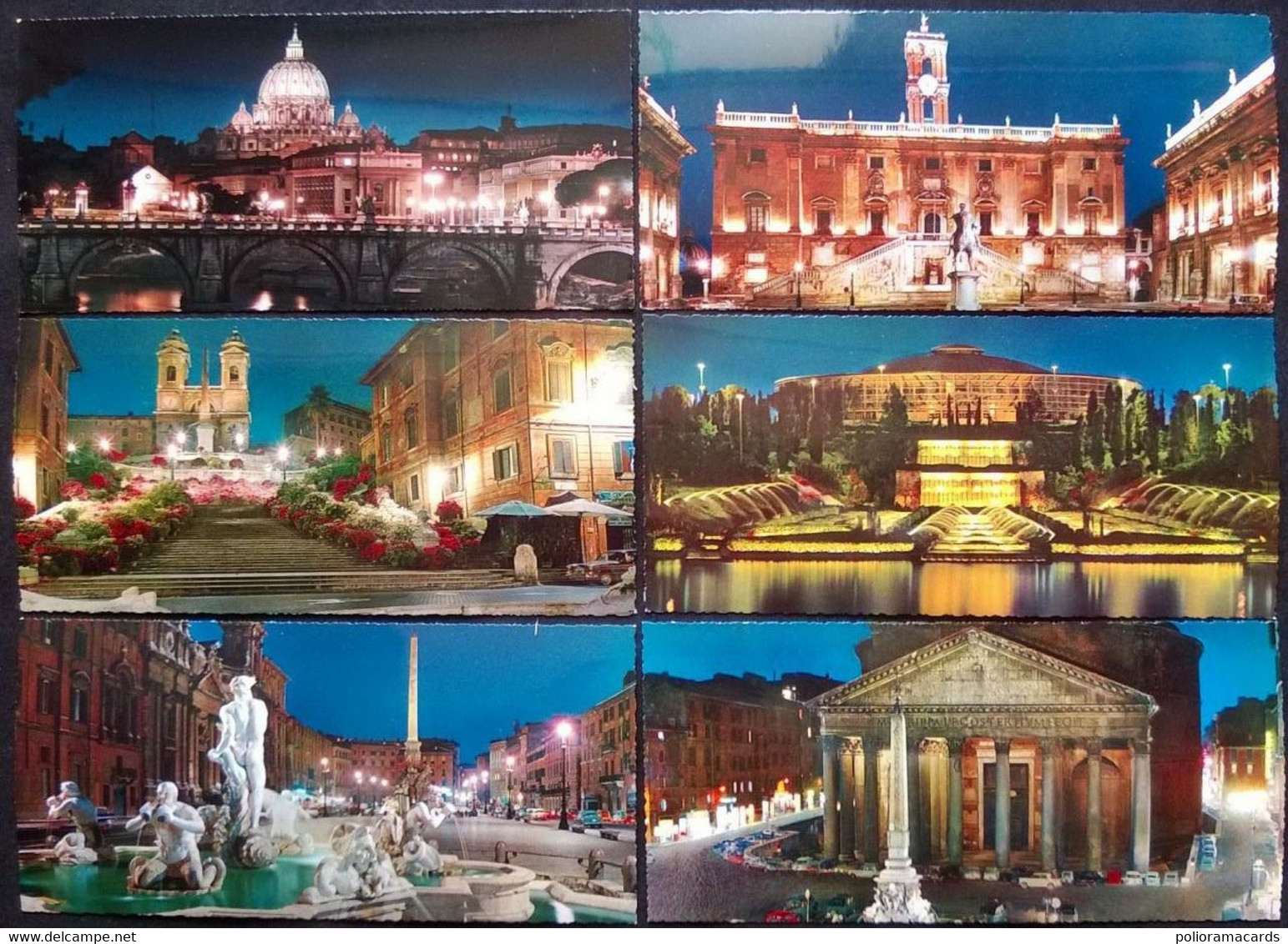 Roma Di Notte - Lotto Di 18 Cartoline A Col. FG ~102 X 213mm - Collezioni & Lotti