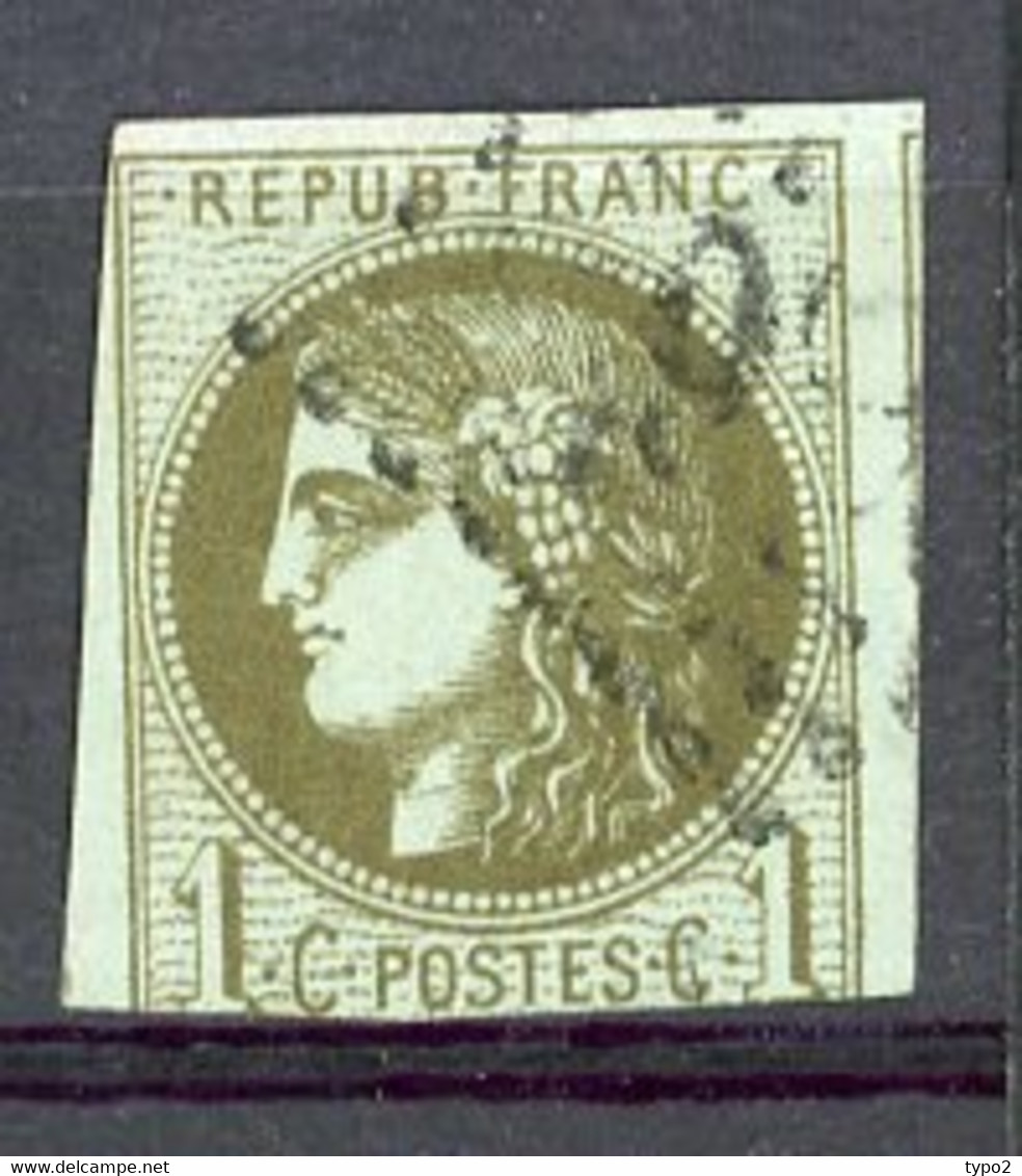 FR - Yv. N° 39C Report 3 (o) 1c Olive Cachet Gros Chiffres Cote 175 Euro BE R 2 Scans - 1870 Emission De Bordeaux