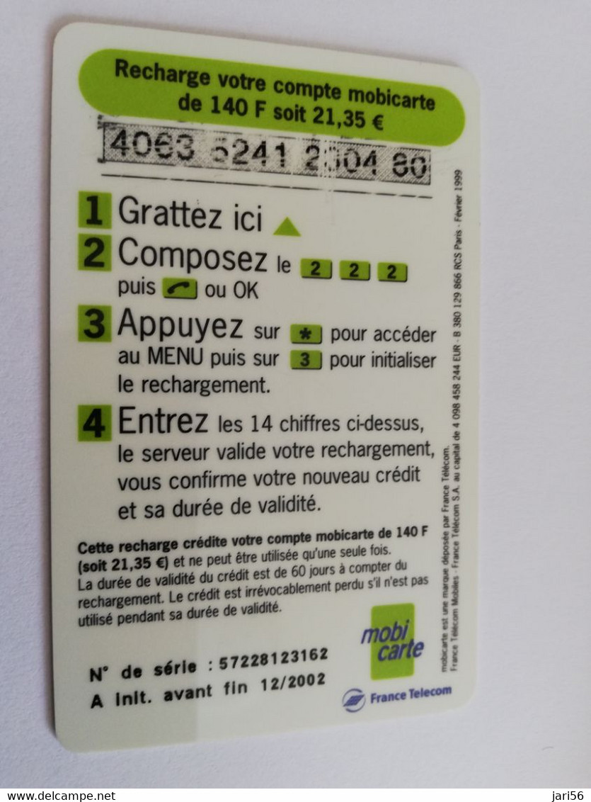 FRANCE/FRANKRIJK  MOBI CARTE   RECHARGE 140  PREPAID  USED    ** 5583** - Mobicartes: Móviles/SIM)