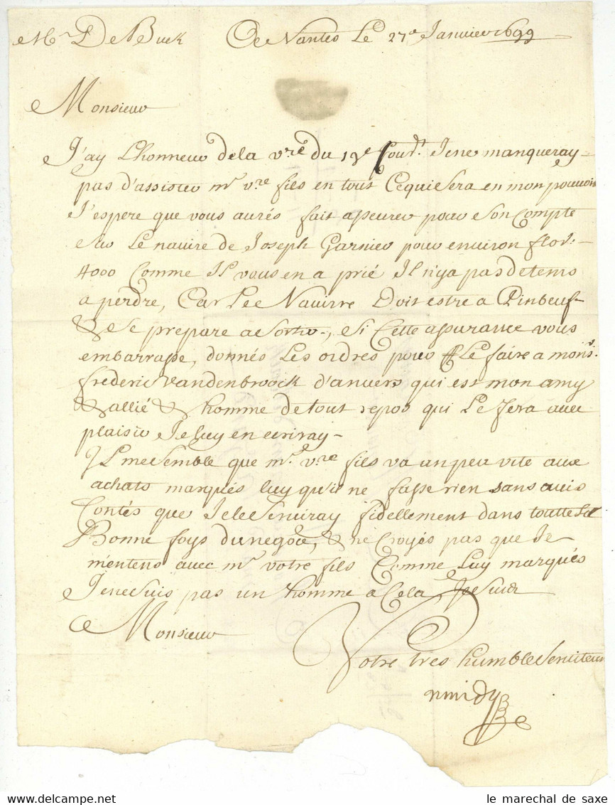 De Nantes (m) 1699 Pour Gand Belgique - ....-1700: Precursors