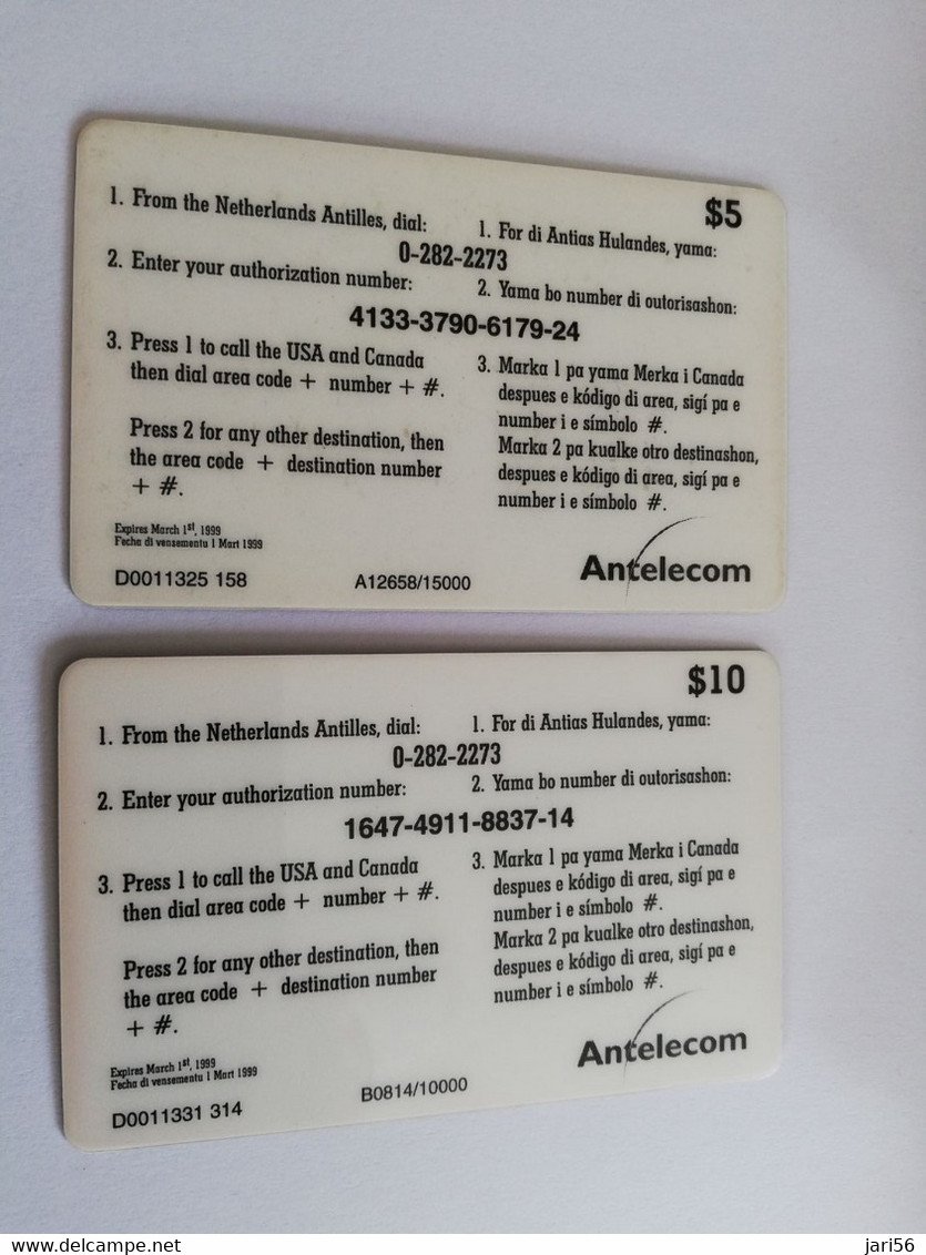 ST MAARTEN $5,- +  $10-  TOTAL SOLAR ECLIPSE 1998   (2 CARDS ) PREPAID FINE USED    **5588** - Antilles (Neérlandaises)