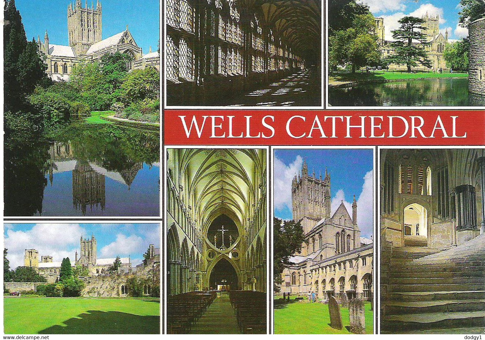 WELLS CATHEDRAL,  WELLS, SOMERSET, ENGLAND. USED POSTCARD A4 - Wells