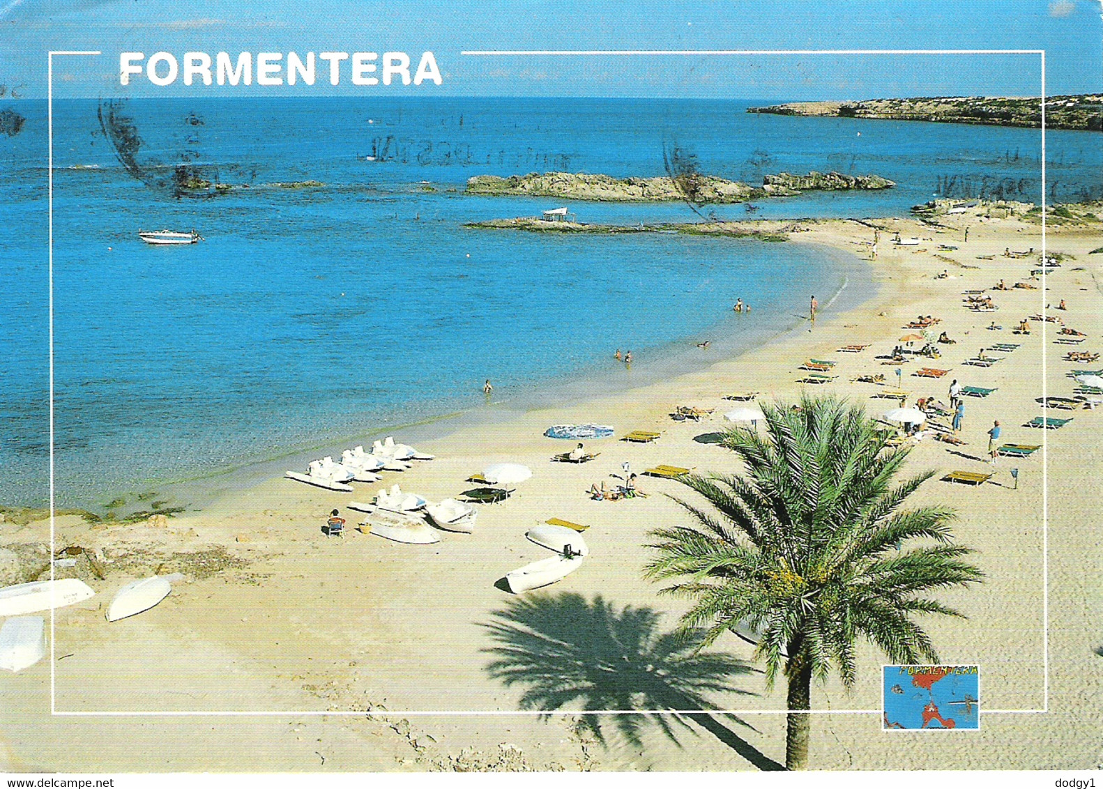 PLATJA ES RUJOIS, FORMENTERA, BALEARIC ISLANDS, SPAIN. USED POSTCARD A5 - Formentera
