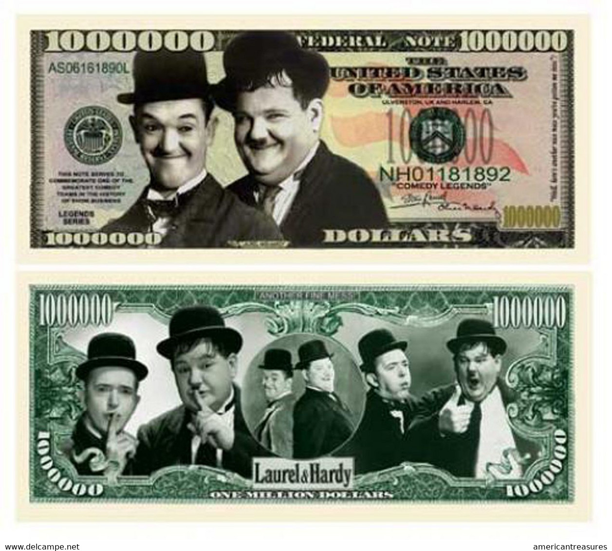 USA 1 Million US $ Novelty Banknote 'Laurel & Hardy' - Comedy Legend - NEW - UNCIRCULATED & CRISP - Altri – America