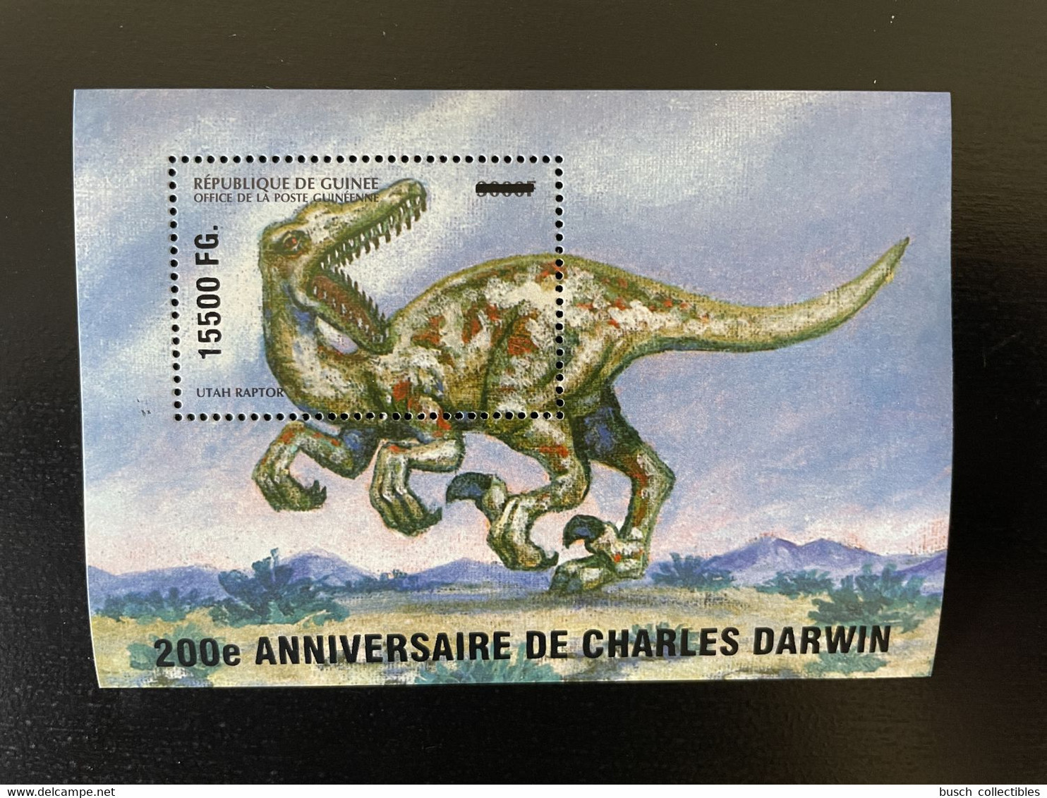 Guinée Guinea 2009 Mi. Bl. 1738 Surchargé Overprint Dinosaures Dinosaurier Dinosaurs 200e Anniversaire De Charles Darwin - Prehistorisch