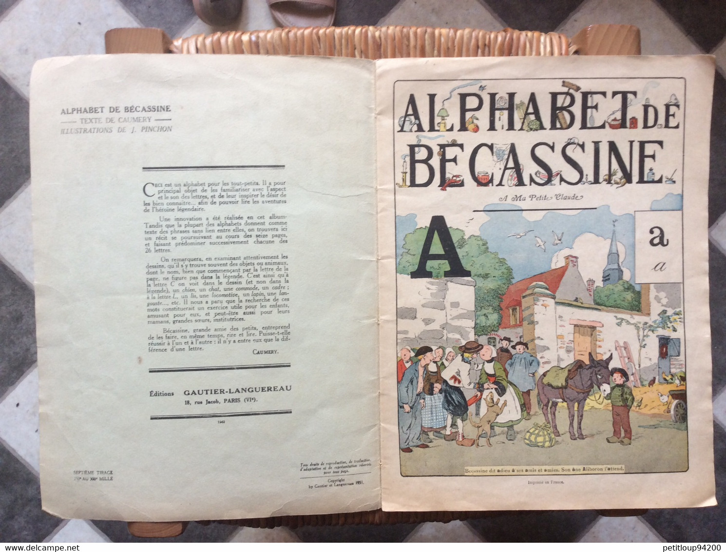 ALPHABET DE BÉCASSINE  Editions GAUTIER-LANGUREAU  Année 1931 - Bécassine