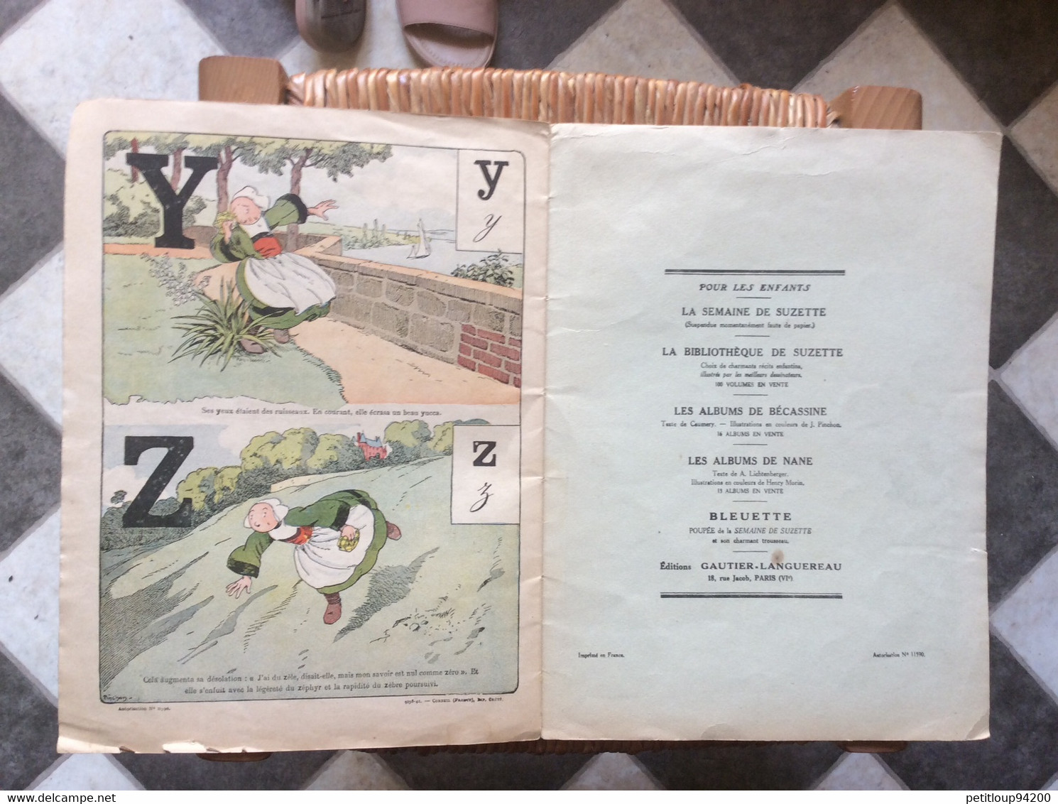 ALPHABET DE BÉCASSINE  Editions GAUTIER-LANGUREAU  Année 1931