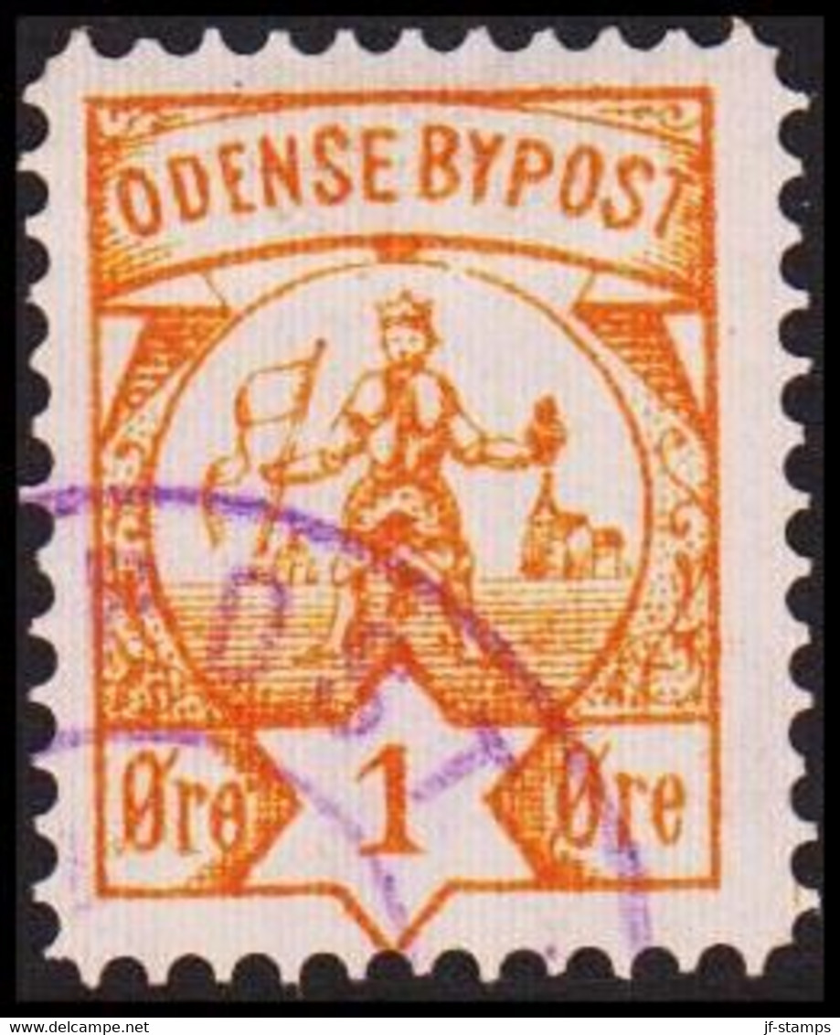 ODENSE BYPOST. 1886. 1 ØRE. Orange Yellow. (DAKA  12a) - JF420136 - Lokale Uitgaven