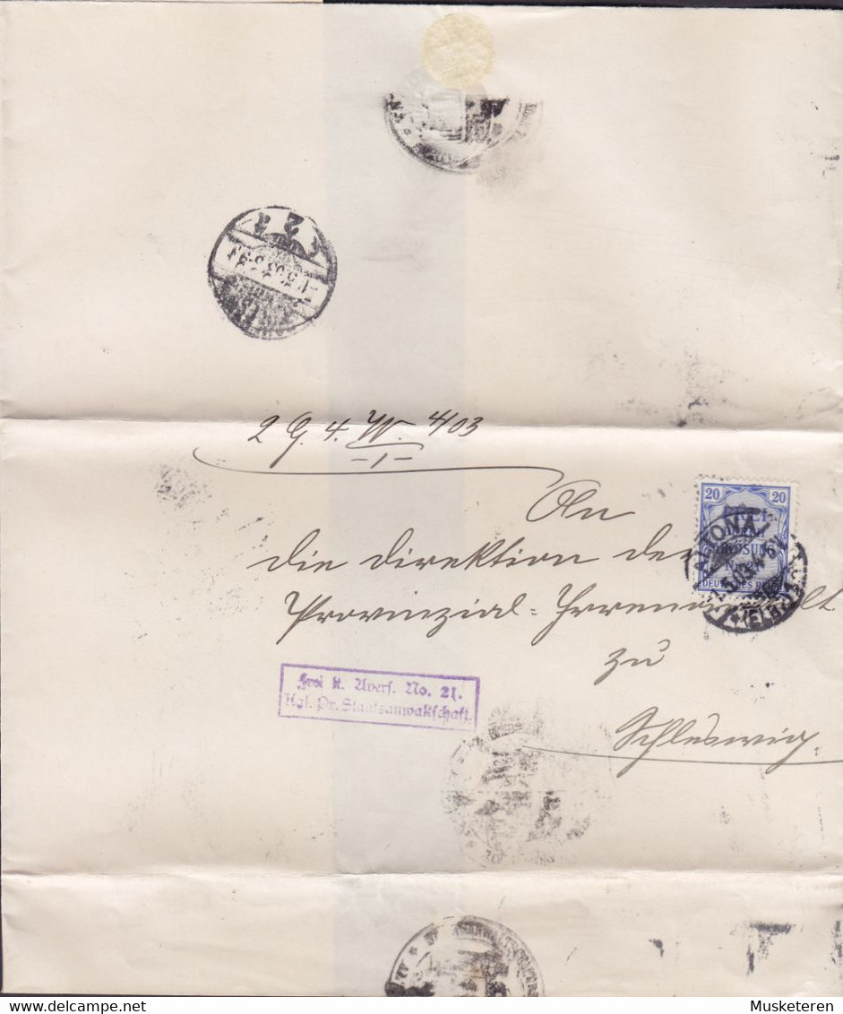 Deutsches Reich KGL. PREUSSISCHE STAATSANWALTSCHAFT, ALTONA 1903 Folded Cover Brief Dienstsache - Dienstzegels