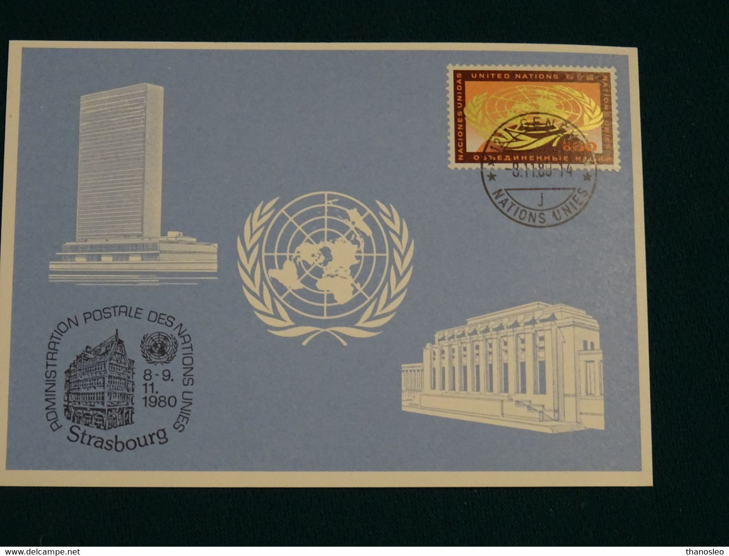 United Nations 1980 Card Strasbourg VF - Brieven En Documenten