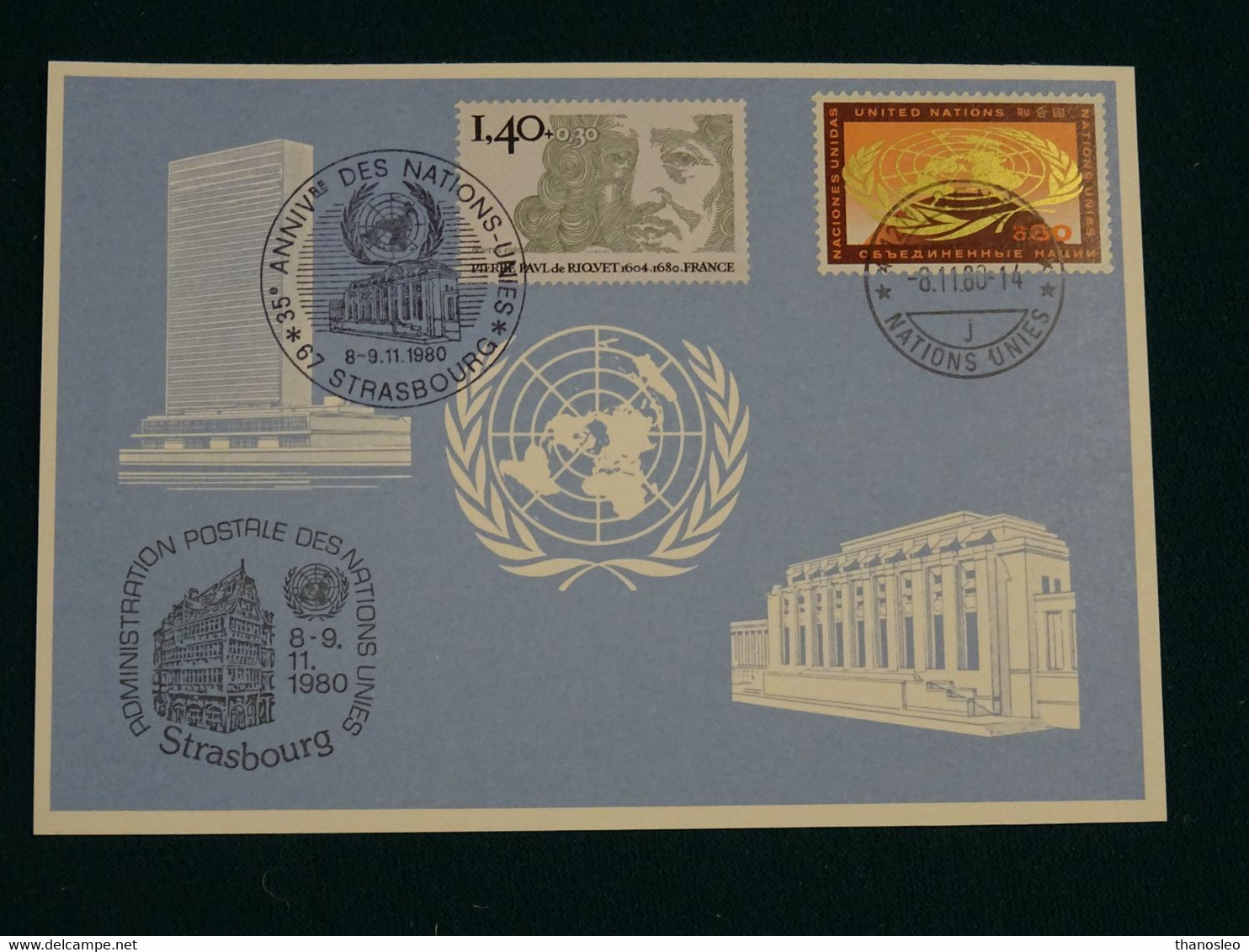 United Nations 1980 Card Strasbourg VF - Briefe U. Dokumente