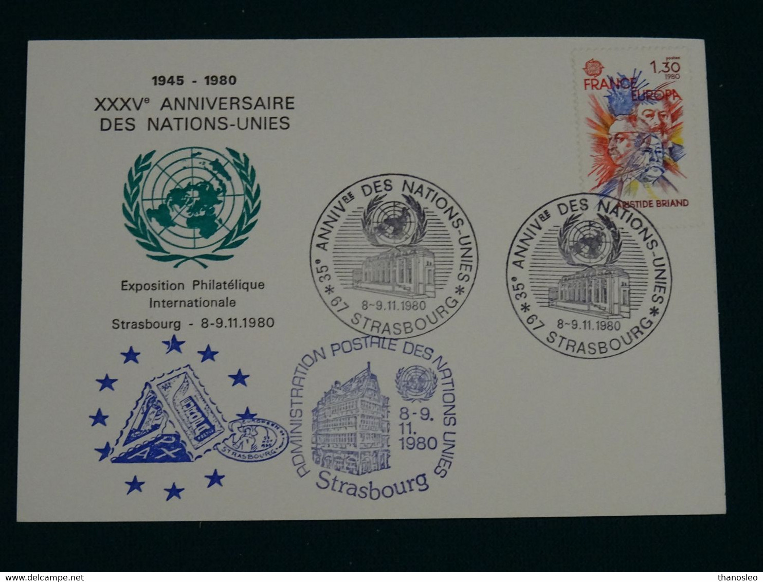 United Nations 1980 Card Strasbourg VF - Cartas & Documentos