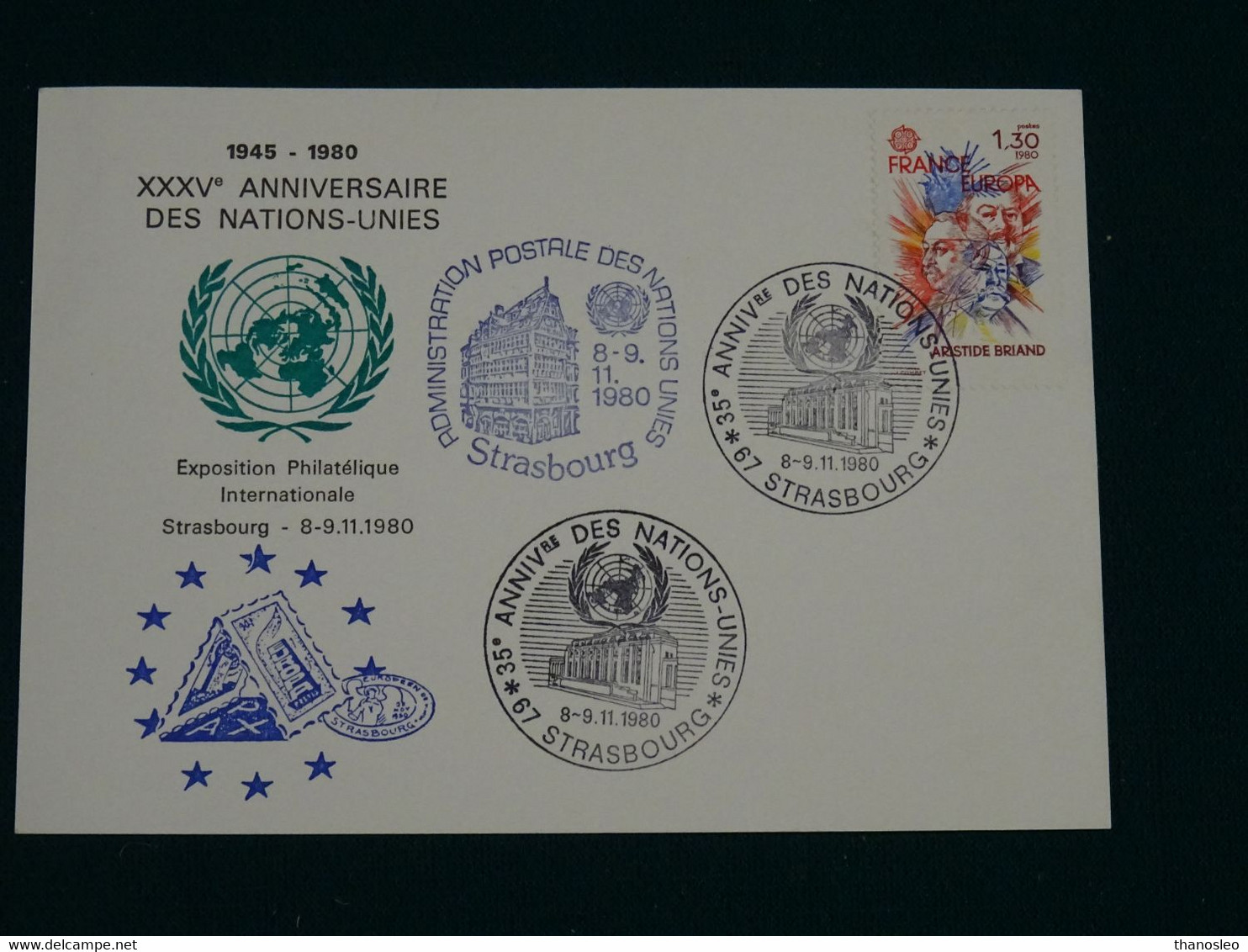 United Nations 1980 Card Strasbourg VF - Covers & Documents