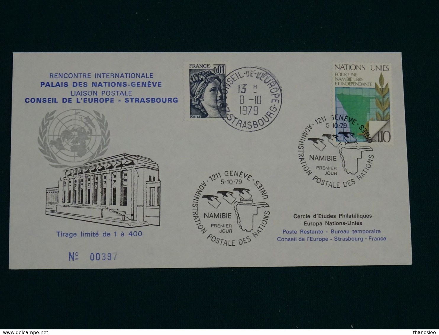 United Nations France 1979 Namimbia Strasbourg FDC VF - Lettres & Documents
