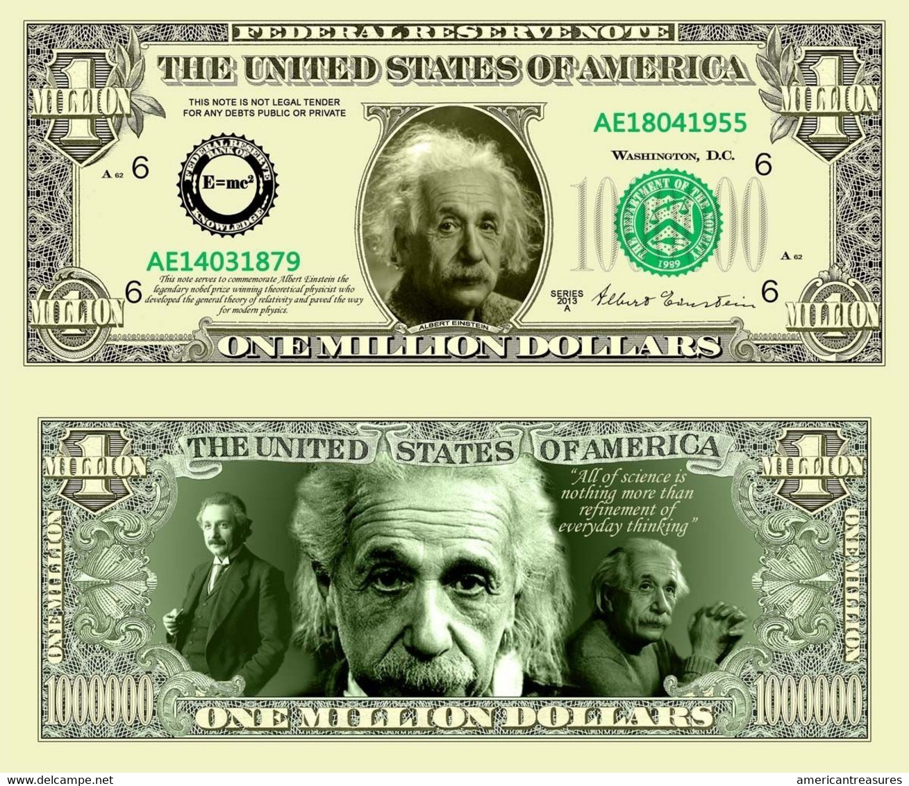 USA 1 Million Dollar Novelty Banknote 'Albert Einstein' - International Legend Series - NEW - UNCIRCULATED & CRISP - Altri – America