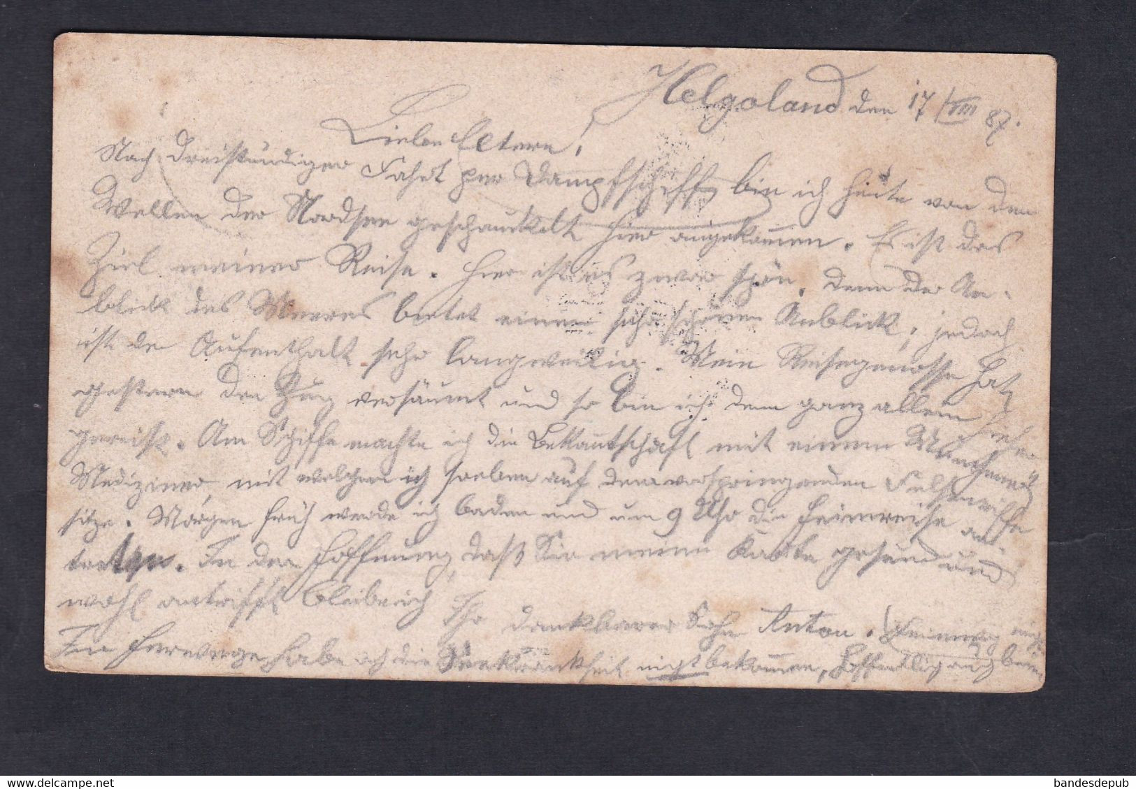 Entier Postal Heligoland  Vers Eichstätt Aug. 1887 (46709) - Héligoland