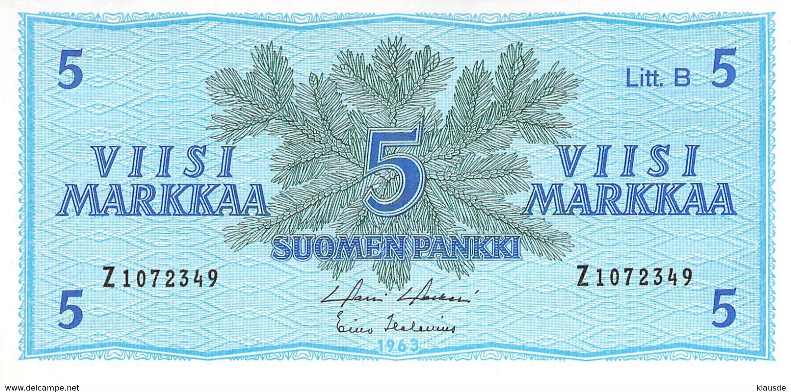 Finnland 5 Markkaa 1963  UNC - Finlande