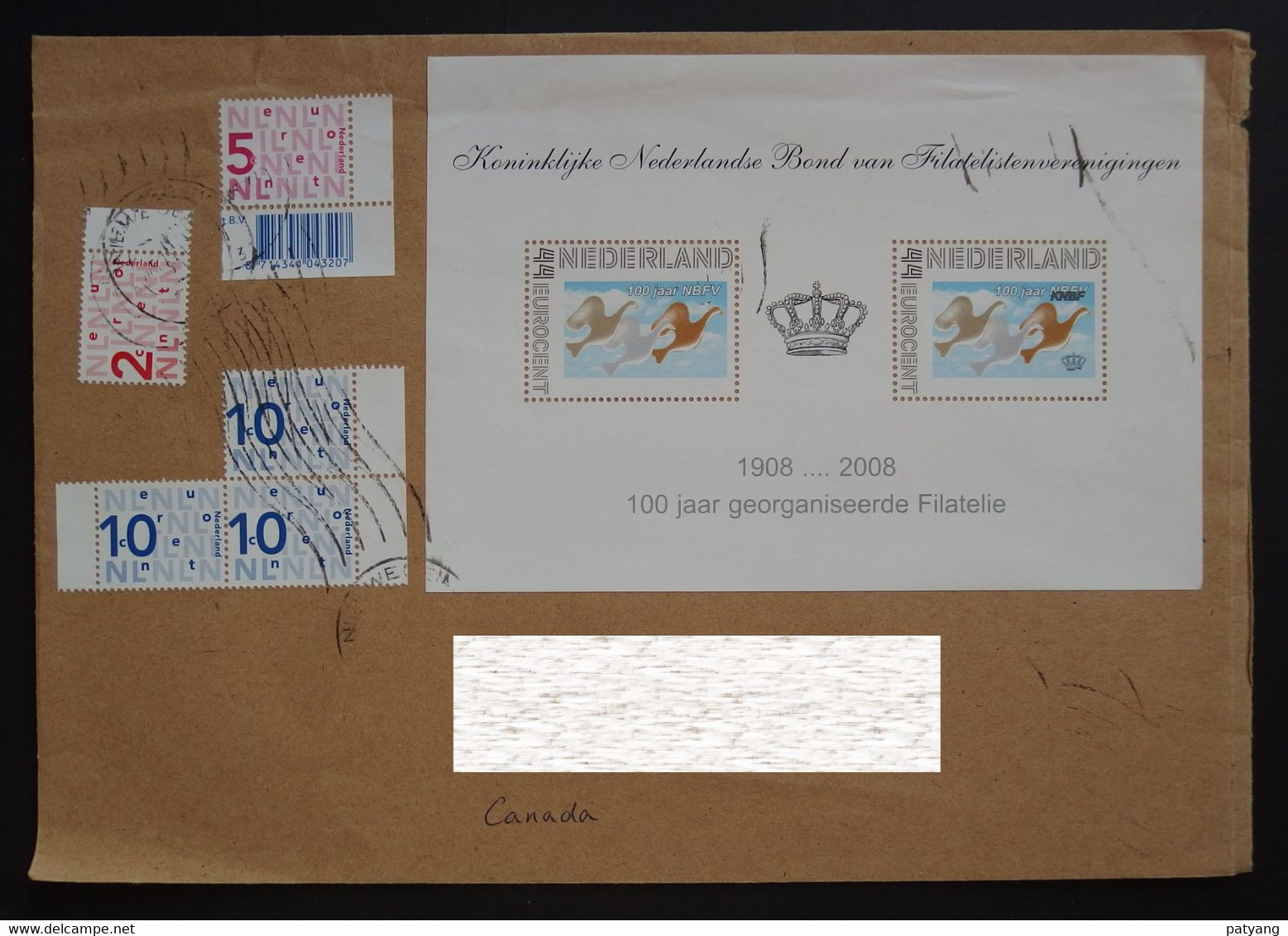 2016 Netherlands To Canada Cover (mystamp M/S) - Briefe U. Dokumente