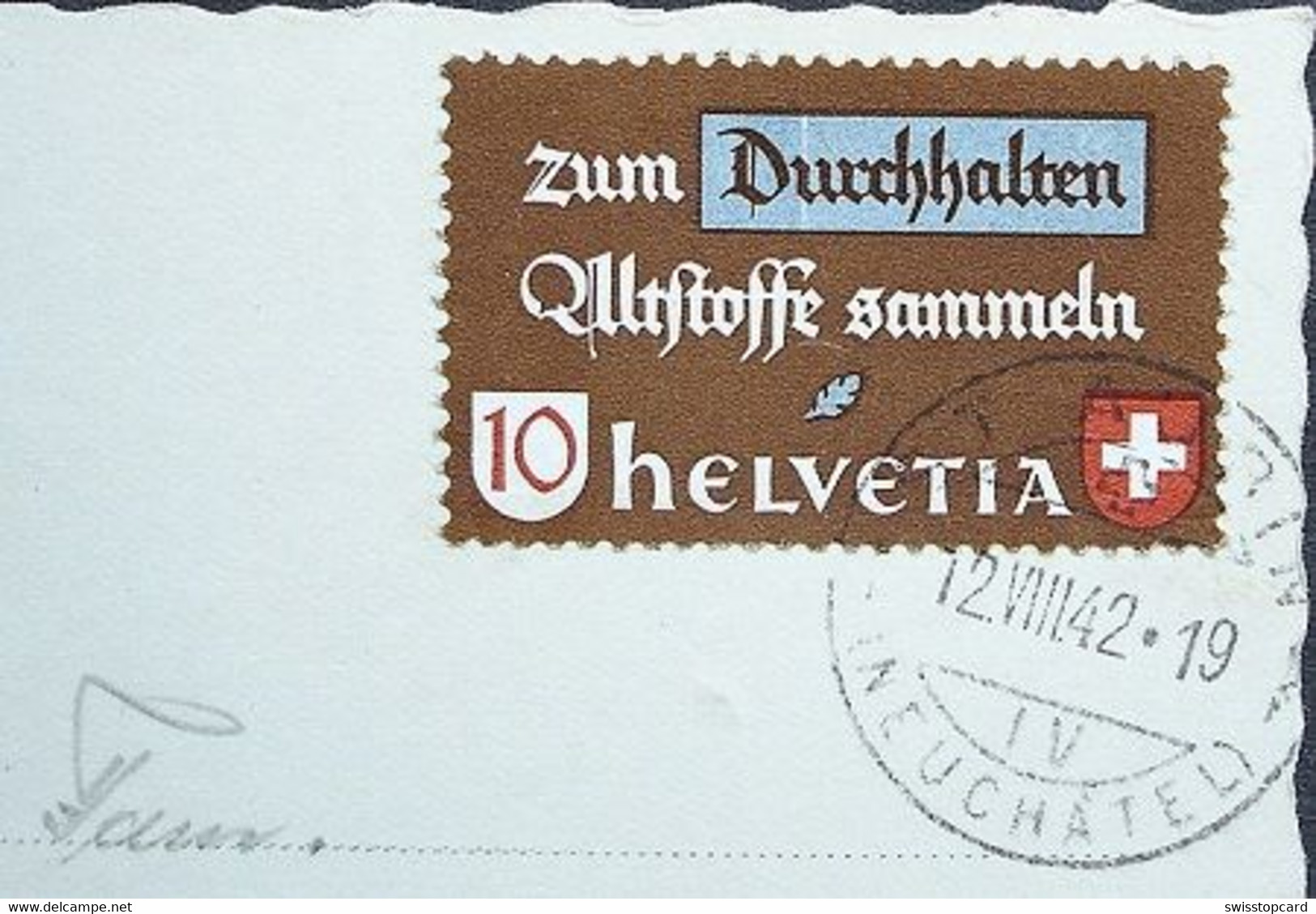 ST. AUBIN Gel. 1942 N. Basel Briefmarke Altstoffe Sammeln - Saint-Aubin/Sauges