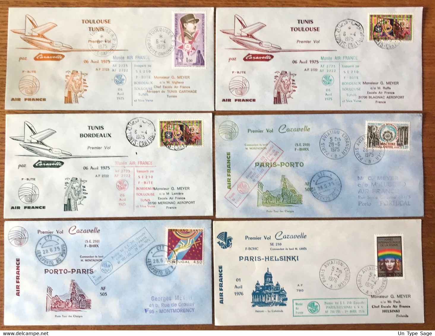 France Lot De 19 Enveloppes PREMIER VOL Par CARAVELLE - Voir 4 Photos - (L008) - 1960-.... Lettres & Documents