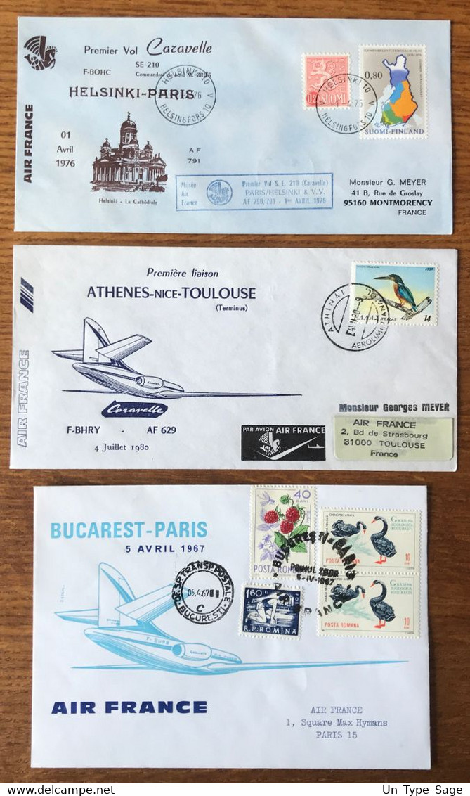 France Lot De 19 Enveloppes PREMIER VOL Par CARAVELLE - Voir 4 Photos - (L008) - 1960-.... Briefe & Dokumente