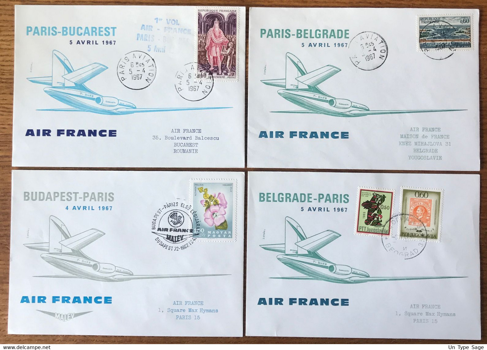 France Lot De 19 Enveloppes PREMIER VOL Par CARAVELLE - Voir 4 Photos - (L008) - 1960-.... Lettres & Documents