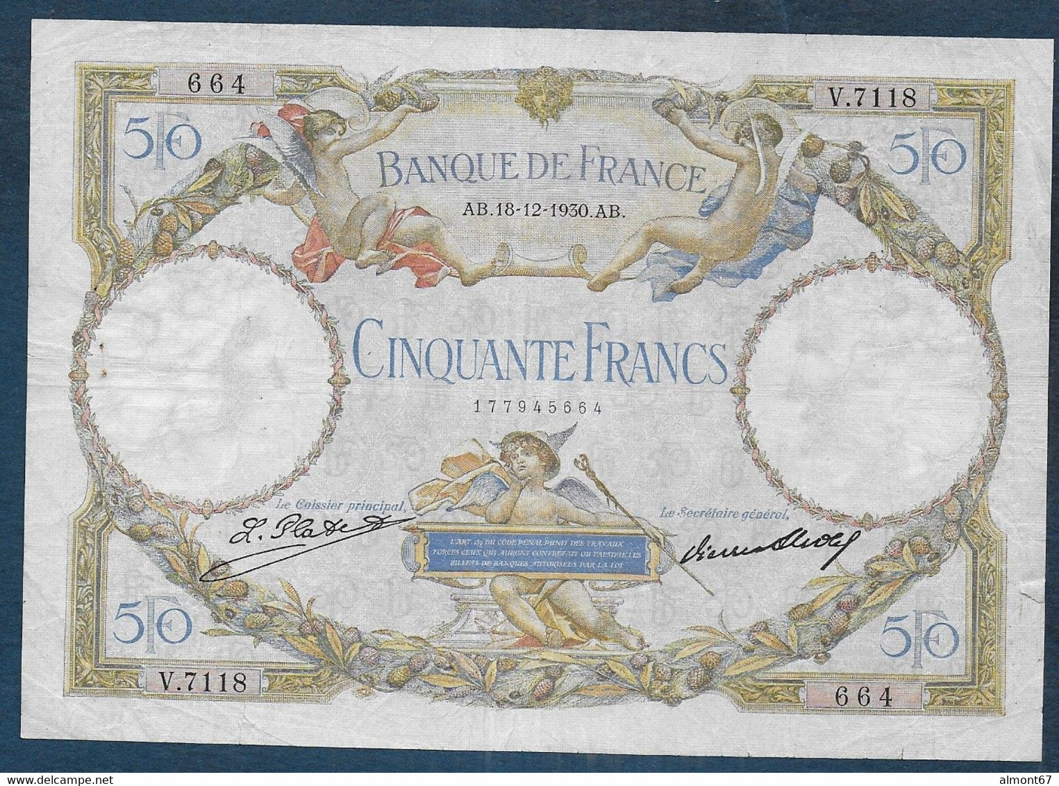 50 Francs  L O Merson  Du  18 - 12 - 1930 - 50 F 1927-1934 ''Luc Olivier Merson''