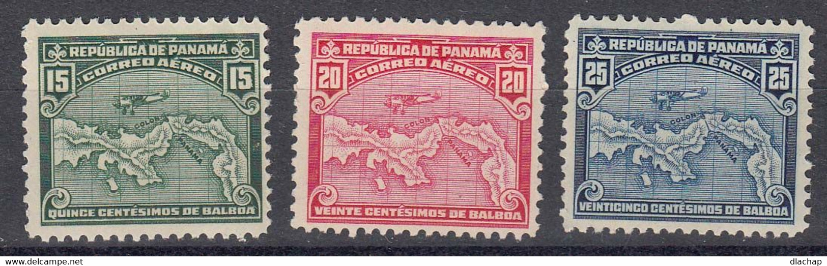 Panama Poste Aerienne 1938 Yvert 6 / 8 * Neufs Avec Charniere. - Panamá