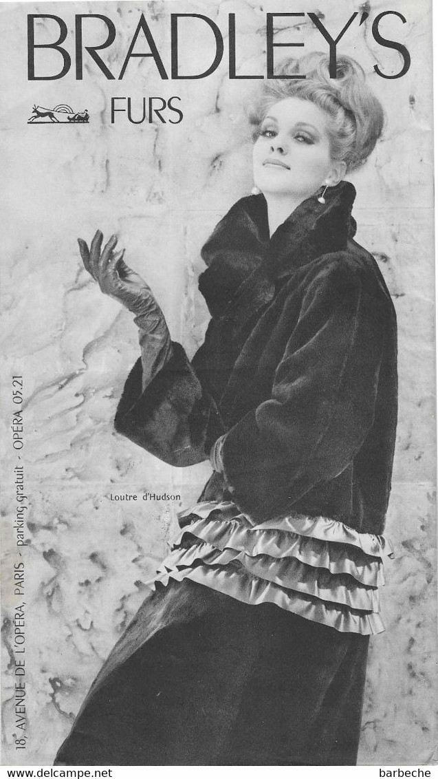BRADLEY'S FURS  - Collection 1962-63 18 Avenue De L' Opéra  PARIS - Haute Couture
