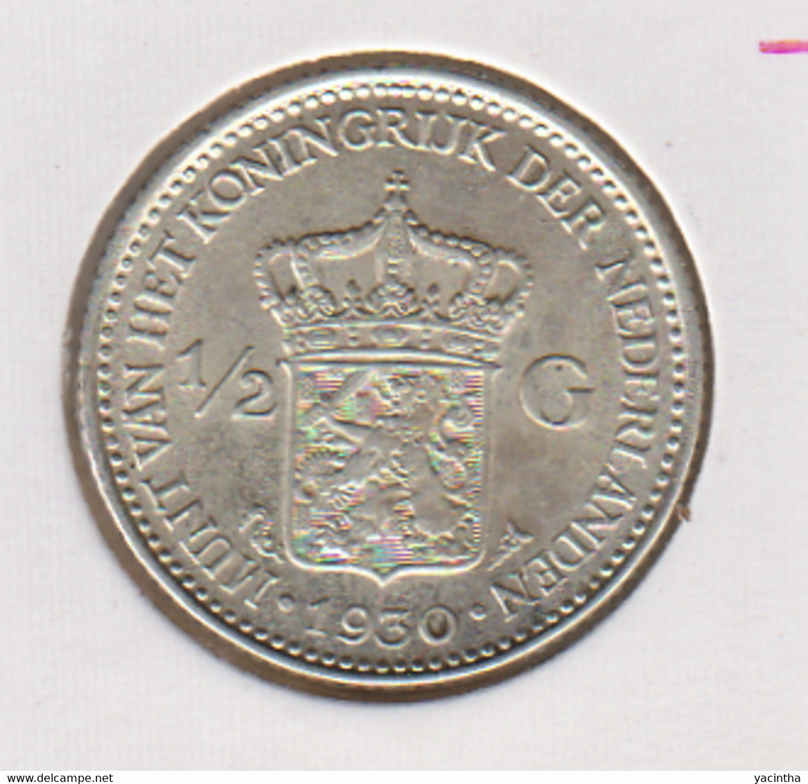 @Y@    Nederland  1/2  Gulden 1930   Wilhelmina   (5222) - 1/2 Gulden