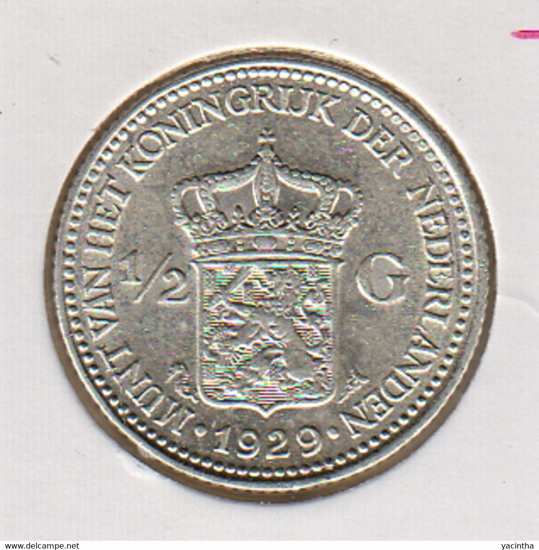 @Y@    Nederland  1/2  Gulden 1929   Wilhelmina   (5223) - 1/2 Gulden