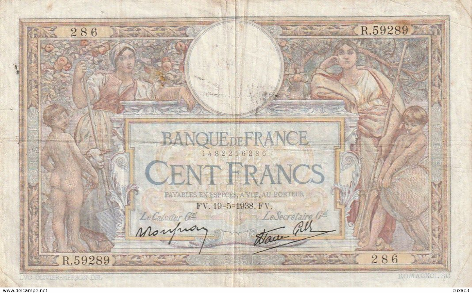 100 Francs  Merson 1938 - 100 F 1908-1939 ''Luc Olivier Merson''