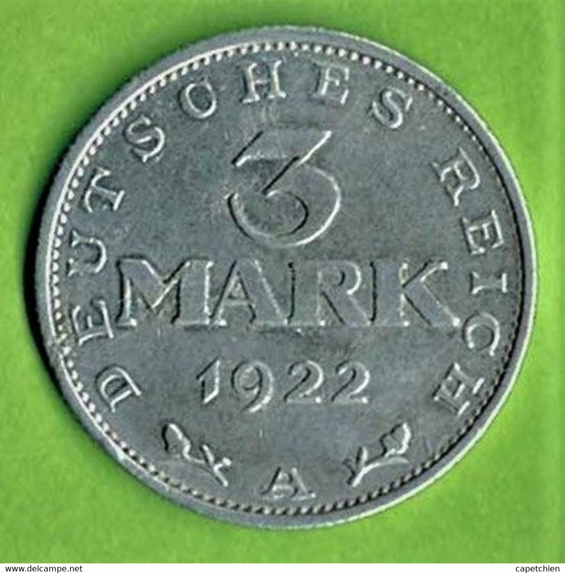 ALLEMAGNE / 3 MARK  / 1922 A / ALU / SUP - 3 Mark & 3 Reichsmark